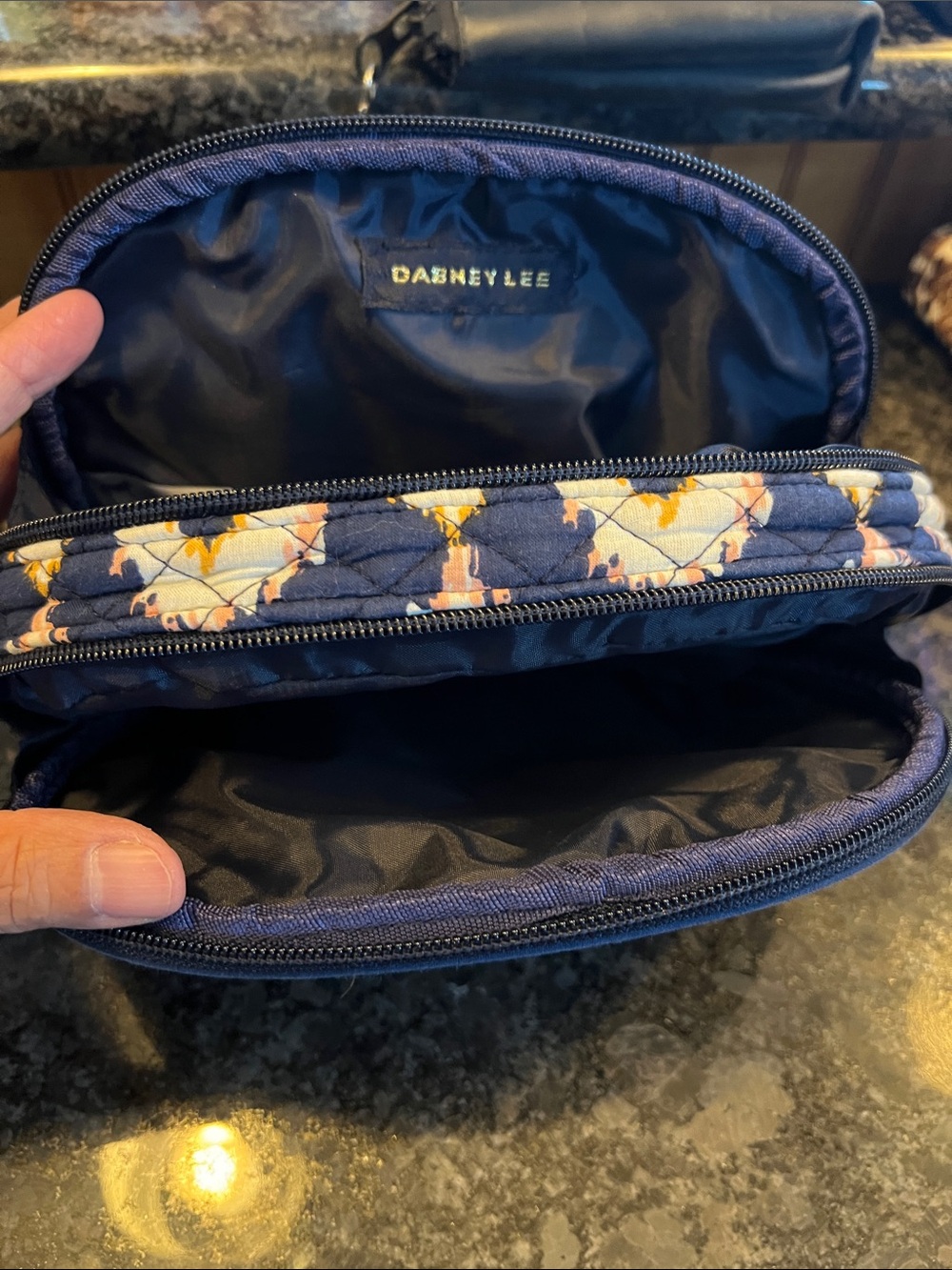 Dabney Lee Navy Quilted Cosmetic Pouch